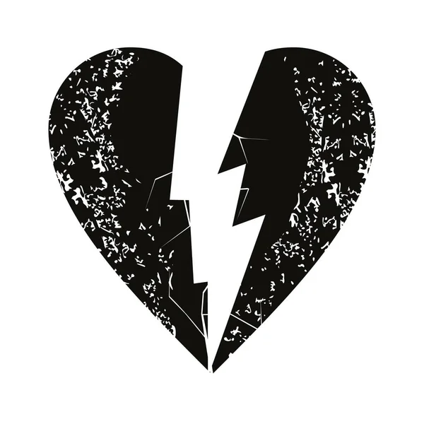 黒の心に雷のシンボルのベクトルイラスト Tシャツやポスターのデザイン — ストックベクタ
