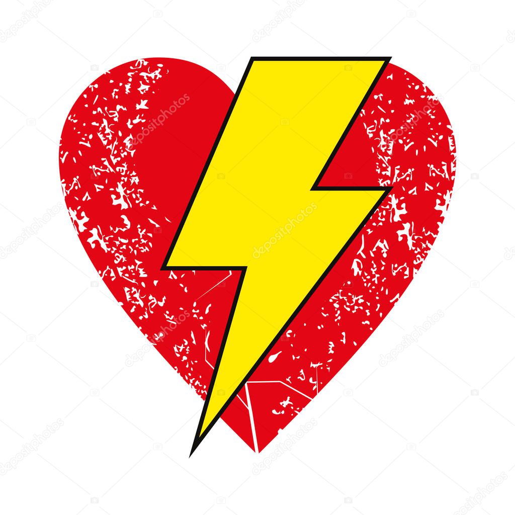 Vector illustration of the symbol of the lightning with wings on a pink heart. Design for t-shirts or posters.