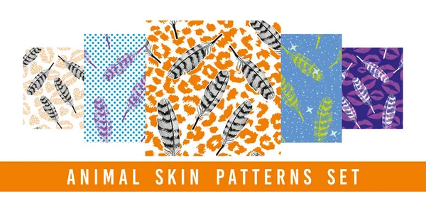 Set Animal Print Vector Patterns — Stock Vector