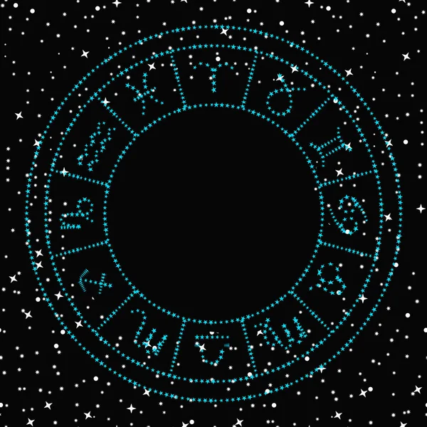 Ilustración Vectorial Signos Del Zodiaco Compuestos Estrellas Pequeñas Sobre Patrón — Archivo Imágenes Vectoriales