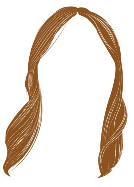 Beyaz üzerine izole edilmiş kahverengi saçın vektör çizimi 