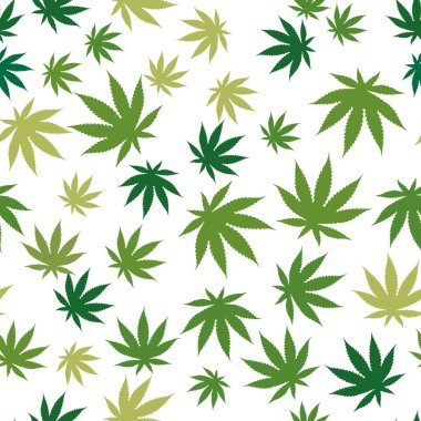 Kenevir yapraklarının kusursuz deseni. Tekstil endüstrisi için vektör illüstrasyon.