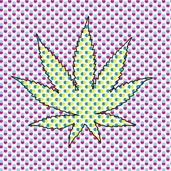 Vektor Illustration Cannabis Blad Med Popkonst Stil Design För Cannabisodling — Stock vektor