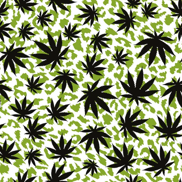 Sömlöst Mönster Cannabisblad Vektorillustration För Textilindustrin — Stock vektor