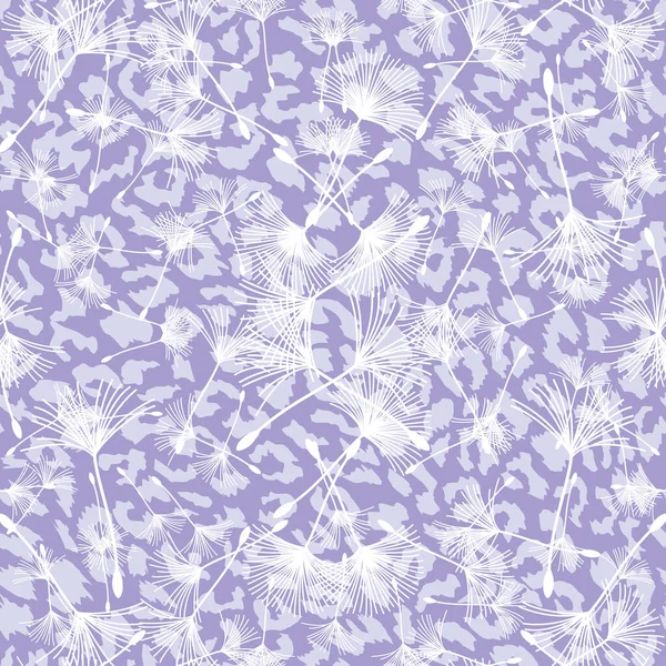 Бесшовный Рисунок Различных Одуванчиков Растений Фиолетовом Фоне Постоянный Дизайн Текстильной — стоковый вектор