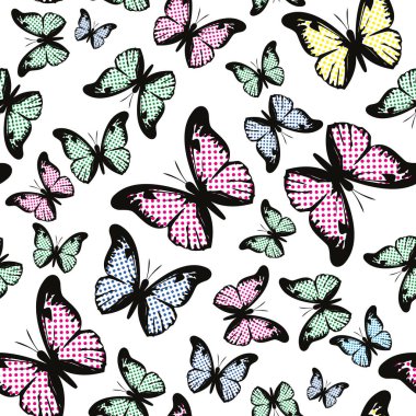 Kelebeklerin farklı boyutlarda ve renklerde desenleri yok. Tekstil endüstrisi için tasarım.