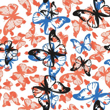 Kelebeklerin farklı boyutlarda ve renklerde desenleri yok. Tekstil endüstrisi için tasarım.