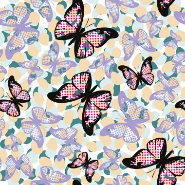 Kelebeklerin farklı boyutlarda ve renklerde desenleri yok. Tekstil endüstrisi için tasarım.