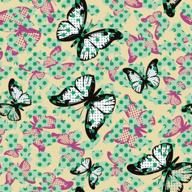 Kelebeklerin farklı boyutlarda ve renklerde desenleri yok. Tekstil endüstrisi için tasarım.