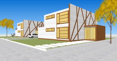 ev mimarisi çizimi 3d illüstrasyon