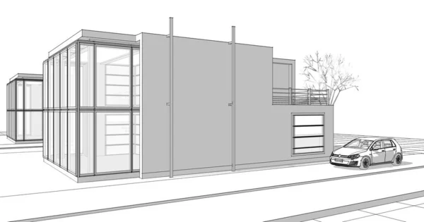 Архитектурный Эскиз Дома Иллюстрация — стоковое фото