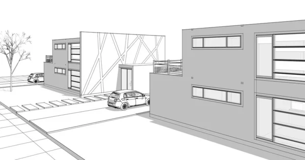 Архитектурный Эскиз Дома Иллюстрация — стоковое фото
