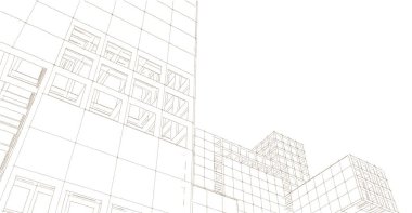 soyut kübik tasarım 3d mimari