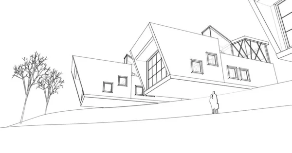 Modernes Haus Modul Architektonisches Konzept Illustration — Stockfoto