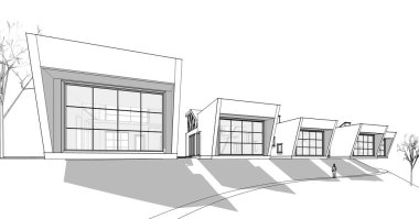 Modern ev modülü mimari konsepti 3D illüstrasyon