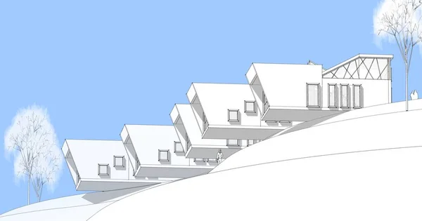 Modernes Haus Modul Architektonisches Konzept Illustration — Stockfoto