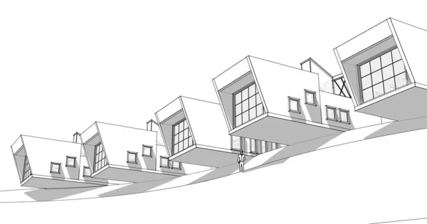 现代住房单元建筑概念 — 图库照片