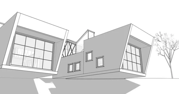 Modern Huis Module Architectonisch Concept Illustratie — Stockfoto