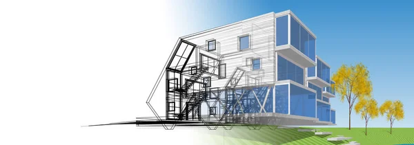 Modern House Module Architectural Concept Illustration — Stock Photo, Image