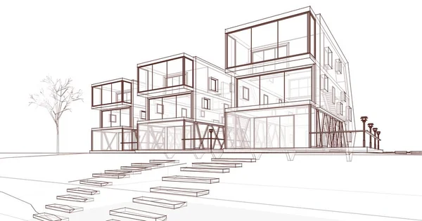 Modern Huis Module Architectonisch Concept Illustratie — Stockfoto