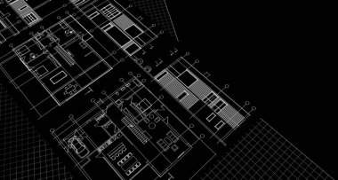 ev mimarisi projesi çizimi 3d illüstrasyon