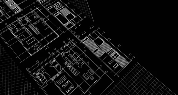 Архитектурный Эскиз Дома Иллюстрация — стоковое фото