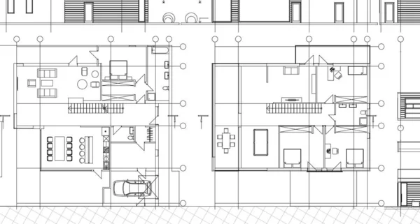 Haus Architektonische Projekt Skizze Illustration — Stockfoto