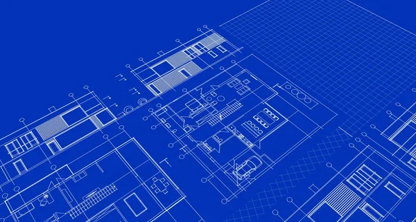 House Architectural Project Sketch Illustration — Stock Photo, Image