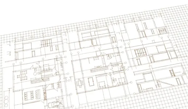 Haus Plan Fassaden Architektonische Skizze Illustration — Stockfoto