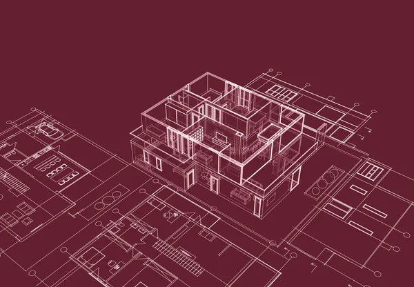 House Plan Facades Sketsa Arsitektur Ilustrasi — Stok Foto