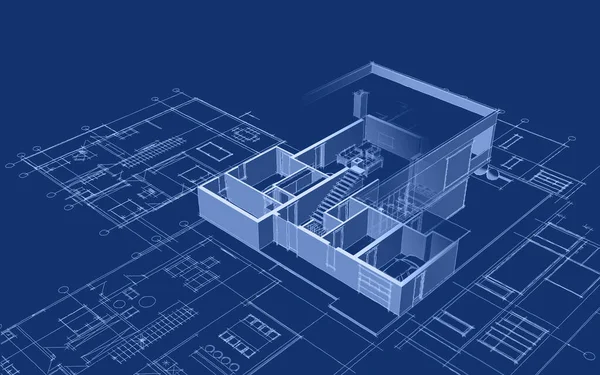 Plano Casa Fachadas Desenho Arquitetônico Ilustração — Fotografia de Stock