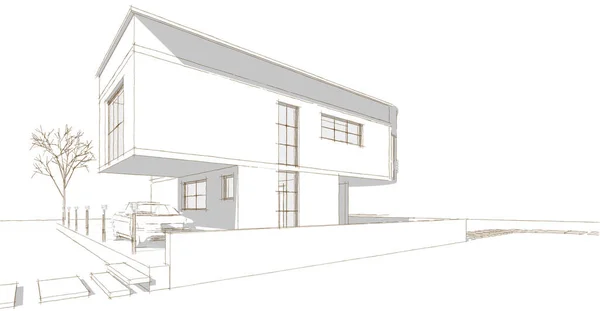 Modern House Sketch Illustration — Stock Photo, Image