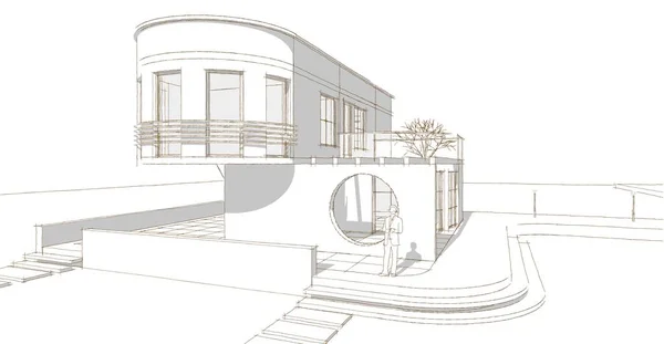 Maison Moderne Croquis Illustration — Photo