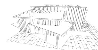 Modern mimari konsepti 3D illüstrasyon