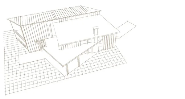 现代建筑房屋概念3D图解 — 图库照片