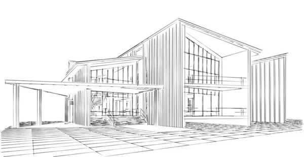 Arquitectura Moderna Casa Concepto Ilustración — Foto de Stock