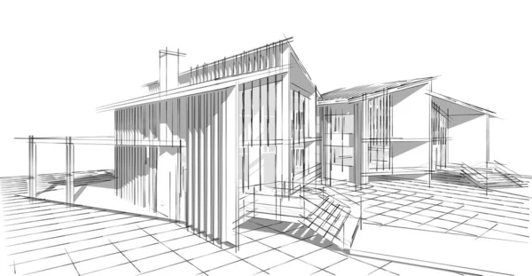 Arquitectura Moderna Casa Concepto Ilustración — Foto de Stock