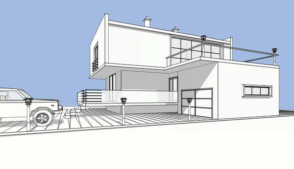 Render Modern House — Stock Photo, Image