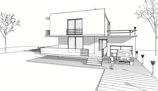 Modern House Sketch Illustration — Stock Photo, Image