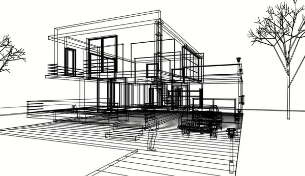 Modern House Sketch Illustration — Stock Photo, Image