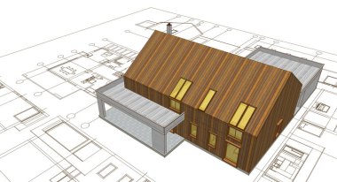 ev mimarisi projesi çizimi 3d illüstrasyon