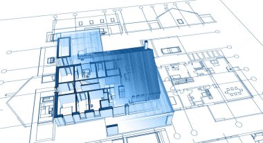 ev mimarisi projesi çizimi 3d illüstrasyon