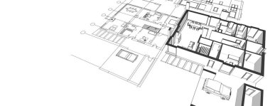 ev mimarisi projesi çizimi 3d illüstrasyon