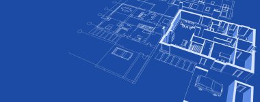 ev mimarisi projesi çizimi 3d illüstrasyon