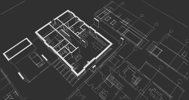 ev mimarisi projesi çizimi 3d illüstrasyon