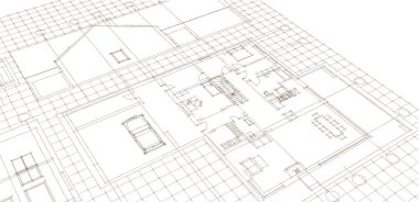ev planı mimari taslak baskısı