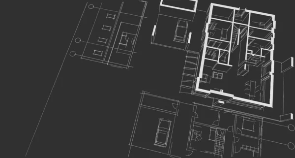 Ház Építészeti Projekt Vázlat Illusztráció — Stock Fotó