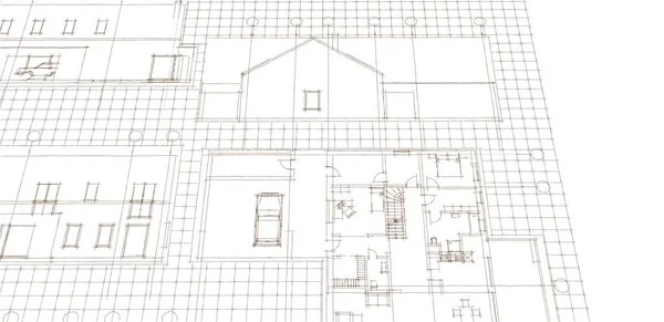 Σχέδιο Σπιτιού Αρχιτεκτονικό Σχέδιο Εκτύπωσης — Φωτογραφία Αρχείου