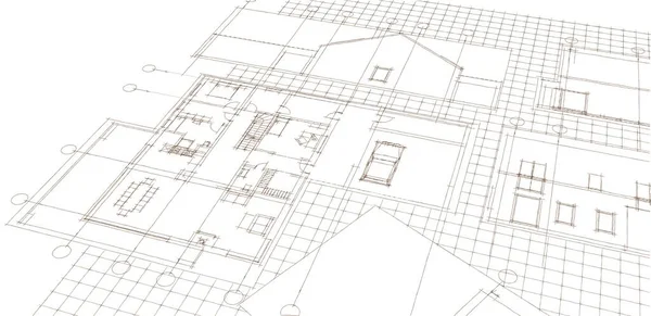 Plano Casa Boceto Arquitectónico Imprimir —  Fotos de Stock