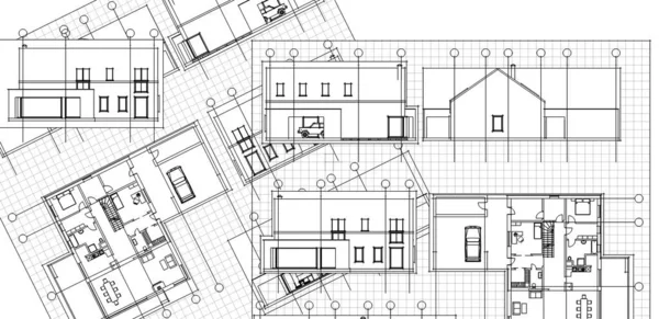 Plano Casa Desenho Arquitetônico Imprimir — Fotografia de Stock